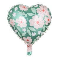 Ballon coeur floral 45 cm - Partydeco