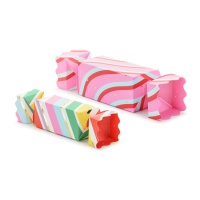 Boîte cadeau multicolore en forme de bonbon - 2 unités