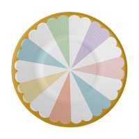 Assiettes à gâteaux avec bordure dorée 18 cm - 8 unités