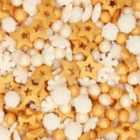 Figures de saupoudrage or et blanc 180 g - FunCakes