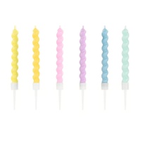 Bougies spirales de 8,5 cm de couleur pastel - PartyDeco - 6 unités