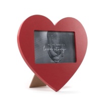 Cadre photo en bois à coeur rouge 23,5 x 19,5 cm - 1 pc.