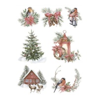 Décoration de Noël en papier de riz 29,7 x 42 cm - Artis decor - 1 pc.