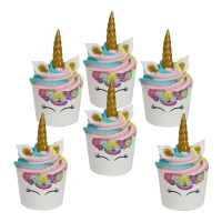 Set de décoration de cupcake licorne - PME - 6 unités