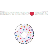 Couronne de BÉBÉ BIENVENU avec pinces à linge bleues