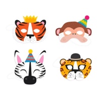 Masques d'animaux de la jungle - 6 pcs.