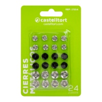 Boutons pression en métal de 0,7 à 1 cm en noir et blanc - Castelltort - 24 paires