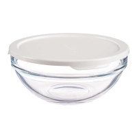 0,60 L verre rond Tupper avec couvercle blanc - 1 pcs.