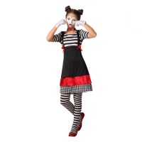 Costume de mime rayé avec noeud papillon pour filles