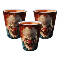 Verres à shot de 6 cm en PVC du clown tueur - Guirca - 3 unités