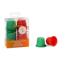 Capsules pour mini cupcakes frisés rouges et verts - Decora - 35 unités