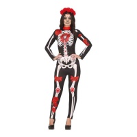 Costume de Catrina rouge et noir pour femmes