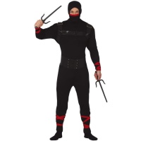 Costume de ninja noir et rouge pour hommes
