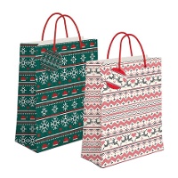 Sac cadeau blanc de Noël 23 x 18 x 10 cm - 1 unité