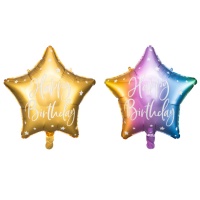 Ballon étoilé Happy Birthday avec étoiles 40 cm - Partydeco