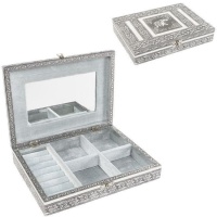 Boîte à bijoux en métal argenté avec compartiments