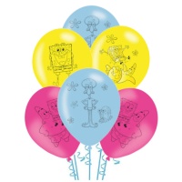 Ballons en latex Bob l'éponge 27 cm - 6 pcs.