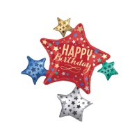 Ballon Silhouette d'étoile de Happy Birthday 81 x 88 cm - Anagramme