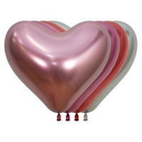 Ballons biodégradables en latex 35 cm coeur assortis 4 couleurs 35 cm - Sempertex - 12 unités