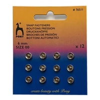 Boutons-pression de 0,6 cm plaqués nickel - Pony - 12 paires