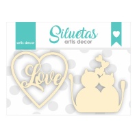 Chipboard chats Love - Artis decor - 2 pièces