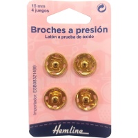 Boutons-pression plaqués or de 1,5 cm - Hemline - 4 paires