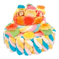 Tarte de bonbons de guimauves florale à deux étages de 427 gr