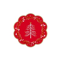 Assiettes rouges avec bordure dorée avec motifs de Noël 18 cm - 8 pcs.