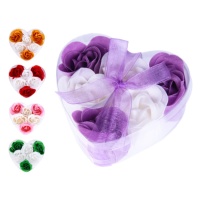 Fleurs de savon assorties dans une boîte en forme de coeur - 1 pc.