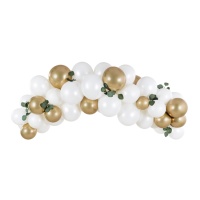 Guirlande de ballons blancs et or 2 m - PartyDeco - 61 pcs.