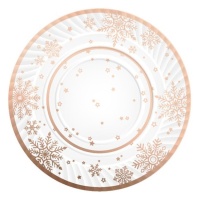 Plateau rond en carton Rose Gold Snow 30 cm - 1 pc.