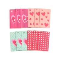 Étiquettes de coeur rectangulaires - 12 pièces