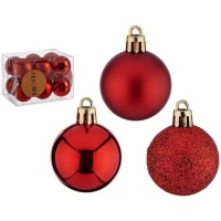 Boules de Noël rouges 4 cm - 12 pcs.