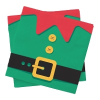 Serviettes en forme de costume d'elfe de 16,5 x 16,5 cm - 20 unités