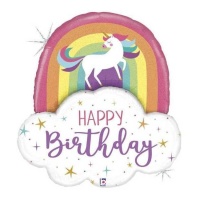 Joyeux Anniversaire Arc-en-ciel Licorne Ballon 89 cm - Grabo