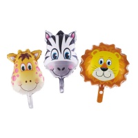 Ballons girafe, zèbre et lion - Eurofiestas - 3 unités