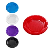 Assiettes rondes en plastique coloré de 13,5 cm - 20 pièces.