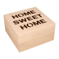 Boîte à thé Home sweet home en bois 17 x 17 x 8 cm