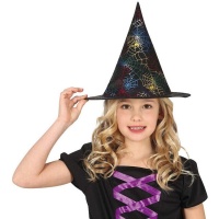 Chapeau de sorcière en toile d'araignée colorée pour enfants