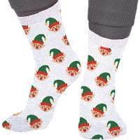 Chaussettes de Noël à paillettes pour enfants avec motifs d'elfes - 1 paire