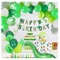 Dinosaur Party Balloon, garland and toppers kit - Monkey Business - 57 pcs.