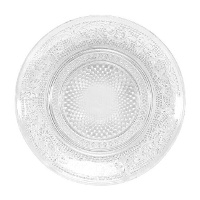 Plat de 14,5 cm en verre gravé transparent pour dessert