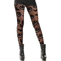 Collants à résille avec citrouilles