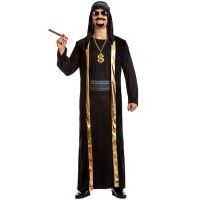 Costume de cheikh arabe noir et or