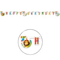Couronne d'animaux de fête Happy Birthday jungle - 2 m
