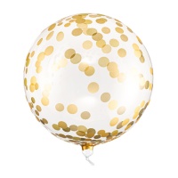 Ballon orbz transparent avec points dorés 40 cm - PartyDeco - 1 pc.