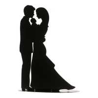 Figurine pour gâteau de mariage silhouette des mariés avec bébé 18 cm