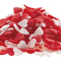 Coeurs blancs et rouges saupoudrés de 100 grammes
