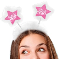 Serre-tête étoiles roses orné de plumes