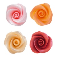 Figurines en sucre de 4 cm à effet perlé rose coloré - Dekora - 16 pcs.